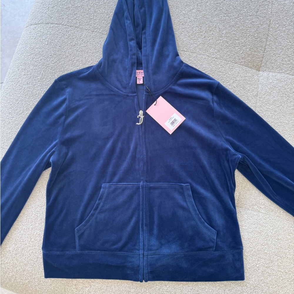 NWT JUICY COUTURE BLUE BLING TRACKSUIT SHORTS AND HOODIE SET - SIZE L - Picture 4 of 6